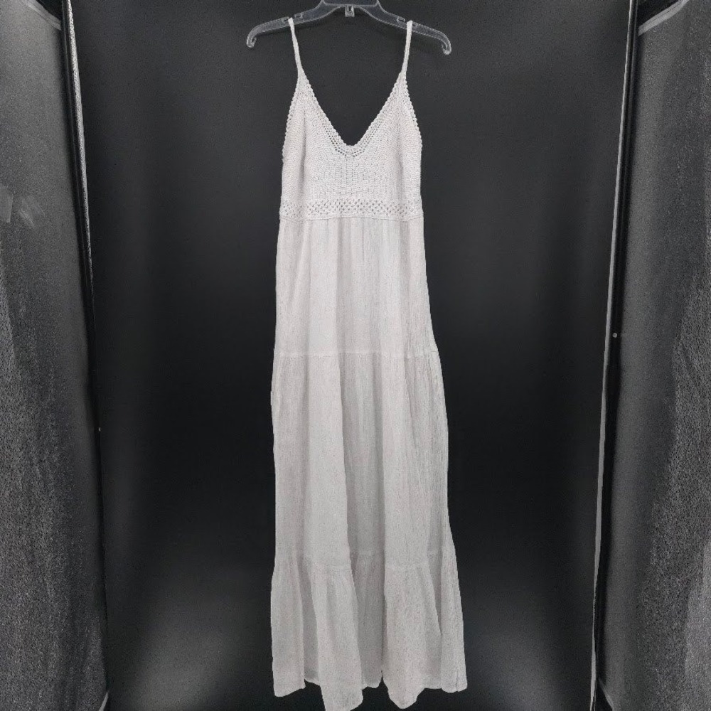Tori Richard Crochet Tiered‎ Maxi Dress Women XL White beach resort cruise
